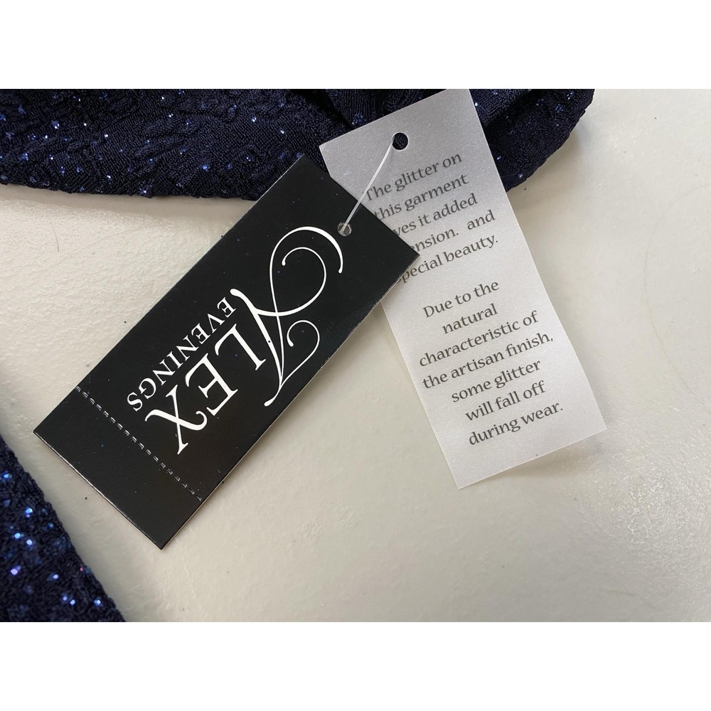 Alex Evenings 2 Piece Dress Jacket Set Womens 18W Navy Blue Glimmer Gown Formal - Picture 12 of 16